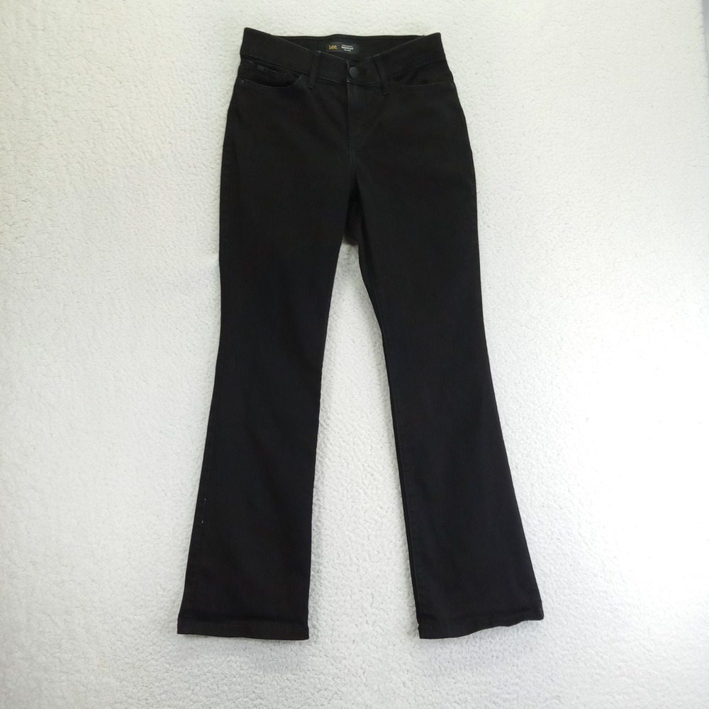 Lee Flex Motion Regular Fit Bootcut Mid Rise Black Jeans Women 4 Short 103408901